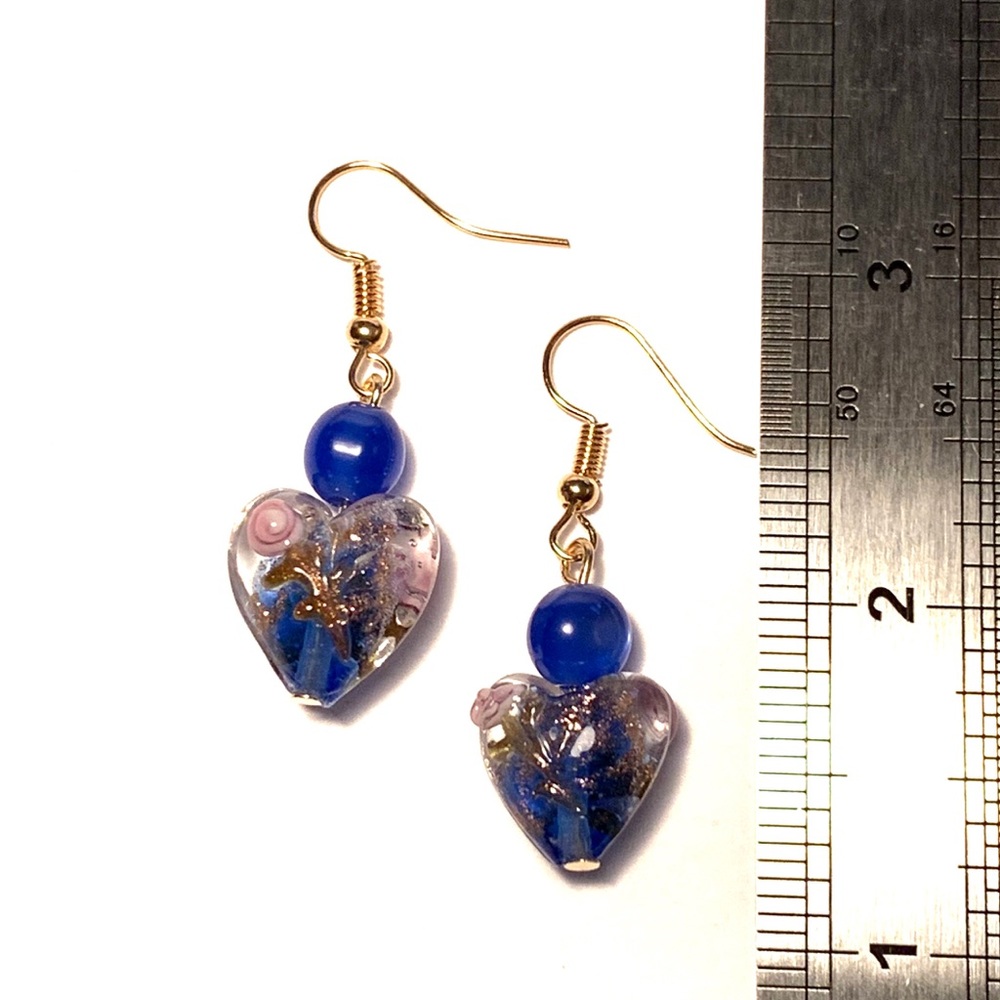 Blue Heart Earrings - Picture 2 of 2